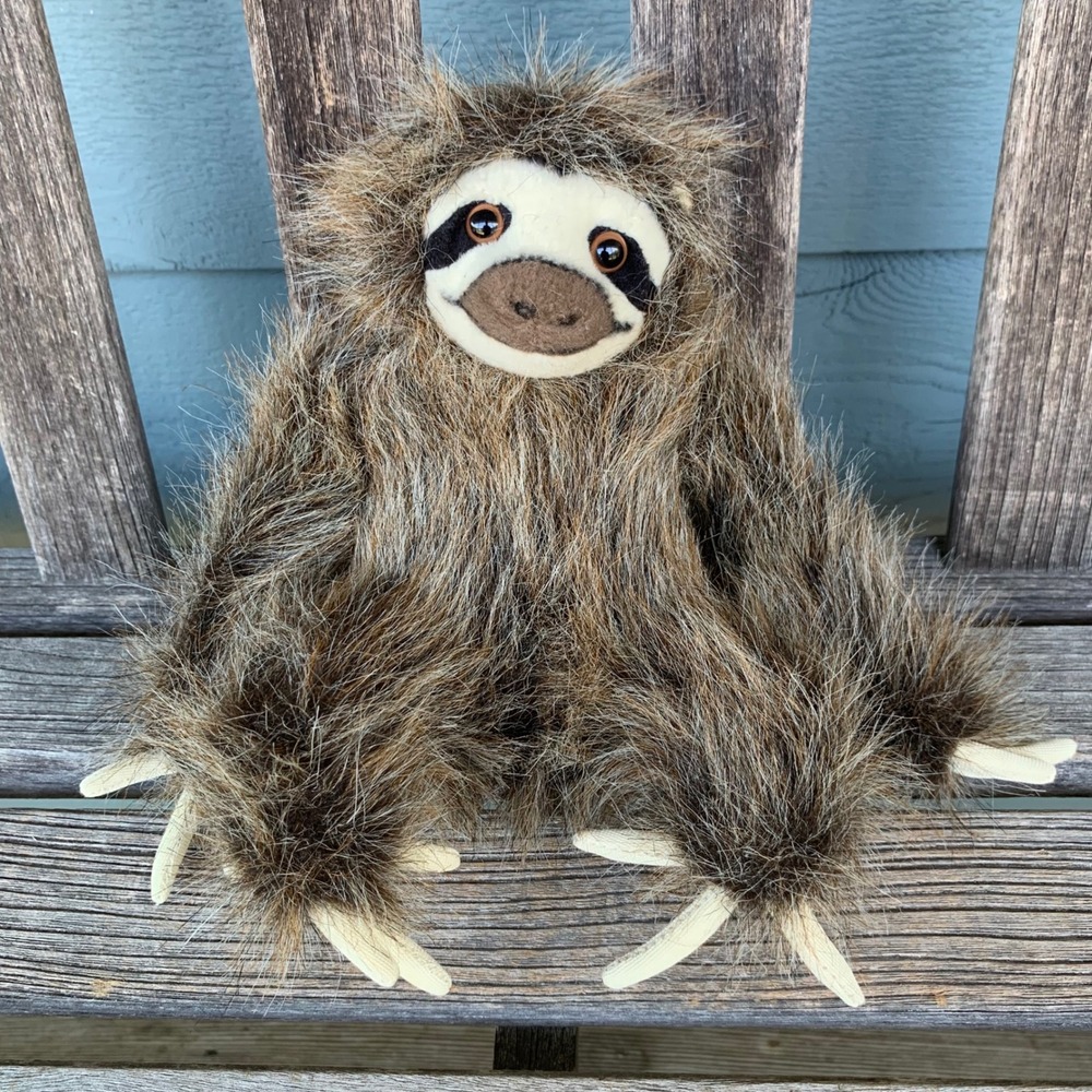 Fiesta Sloth Sitting Three Toed 7" Brown Shaggy Faux Fur Plush Toy Nature A11876